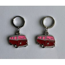 Oorbel ringen Volkswagen busjes roze rood